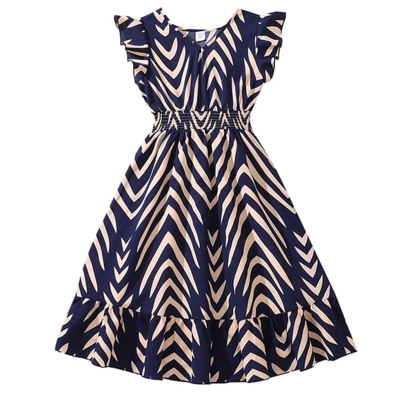 TAIAOJING Toddler Girls Summer Dresses Fashion Floral Print Sleeveless Casual Party Dress For Kids Elastic Waist Comfortable Outfits Sets For Daily Wear Picnic Outdoor Classic 8-9Y