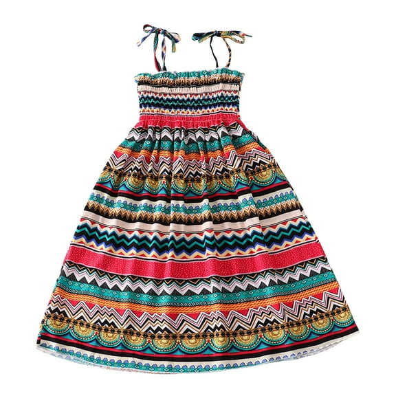 TAIAOJING Toddler Girls Summer Dresses Sleeveless Casual For Kids Elastic Strappy Dress With Comfortable Fit For Daily Wear Cute 3-4Y
