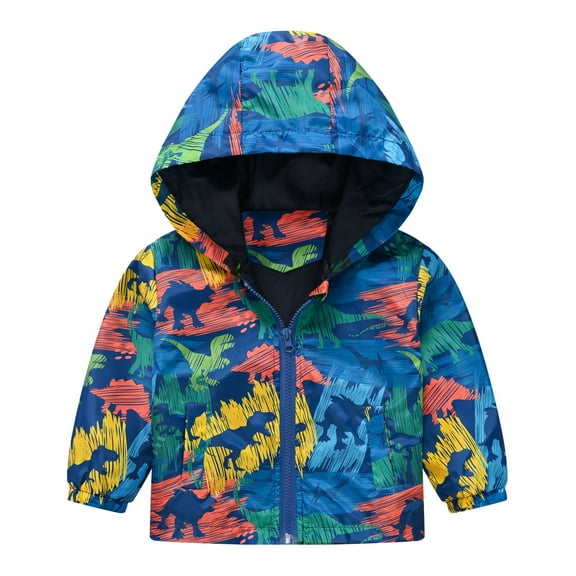 TAIAOJING Toddler Hoodies Baby Jacket Lightweight Boys Girls Cartoon Prints Casual Light Coat Hooded Windproof Zipper Outwear Jacket for Kids 18-24 Months