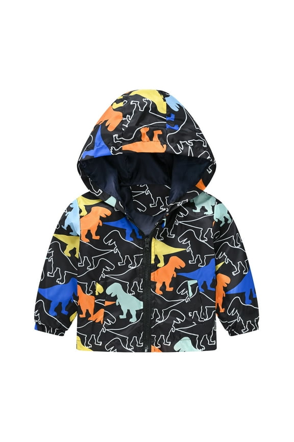 Toddler Hoodies Baby Jacket Lightweight Boys Girls Cartoon Prints Casual Light Coat Hooded Windproof Zipper Outwear Jacket for Kids 3-4 Years
