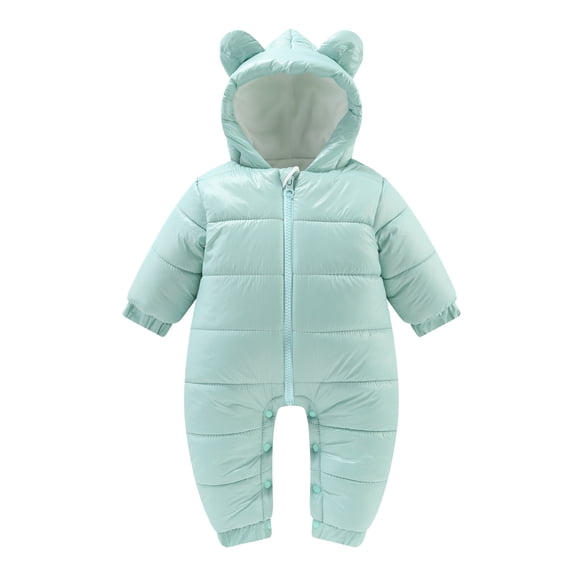TAIAOJING Kids Girls Boys Snowsuit Romper Jacket Full Zip Baby Girls Boys Winter Warm Snowsuit Bear Ears Hooded Jumpsuit Down Coat Romper Padded Lightweight Outwear 6-12 Months