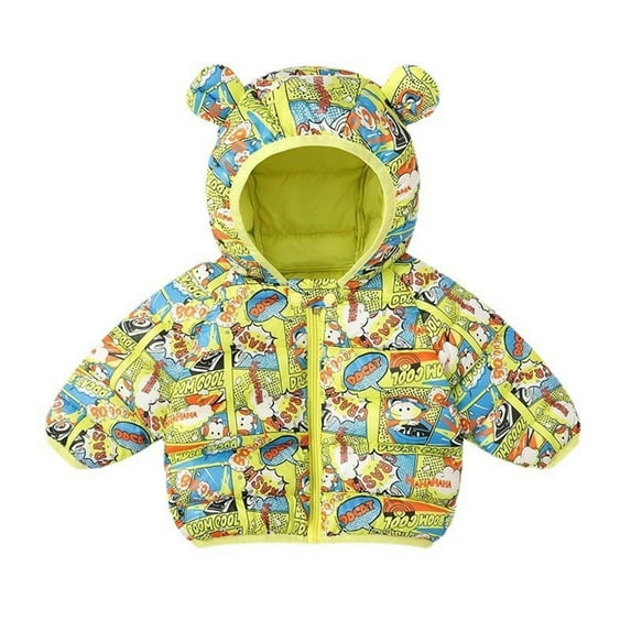 TAIAOJING Toddler Jacket Kids Baby Boys Girls Winter Warm Outerwear Animals Cartoon Bear Ears Hooded Padded Outwear Coat Outwear 18-24 Months