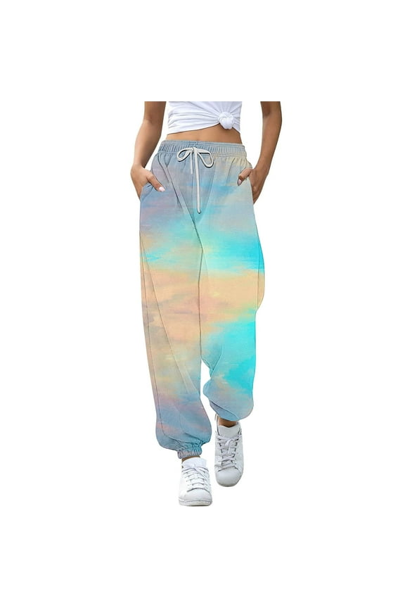 Toddler Jogging Bottoms Girls Sports Trousers Sweatpants Trousers Child Batik Colour Gradient Trousers Training Trousers Drawstring Leisure Cozy 13-14Y