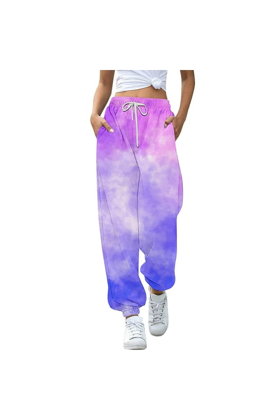 Toddler Jogging Bottoms Girls Sports Trousers Sweatpants Trousers Child Batik Colour Gradient Trousers Training Trousers Drawstring Leisure Breathable 13-14Y