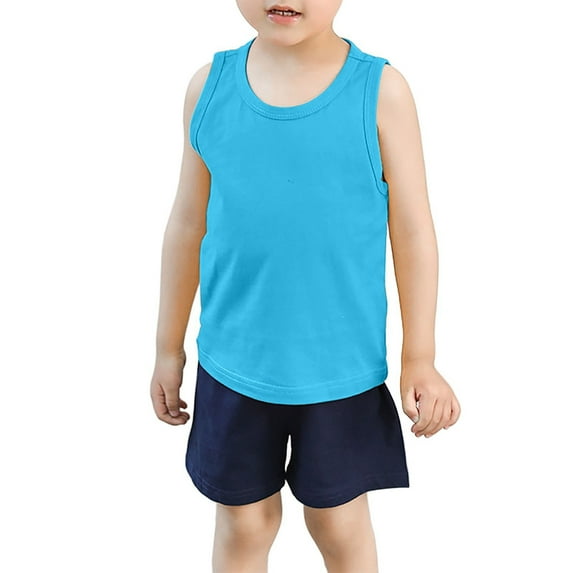 TAIAOJING Toddler Kids Baby Boys Girls Solid Color Tank Tops T-Shirts Undershirts Summer Sleeveless Vest Breathable 4-5Y
