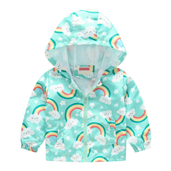 TAIAOJING Toddler Kids Baby Cartoon Jacket Windproof Coat Hooded Print Zipper Grils Boys Autumn Jacket Boys Coat&jacket 12-18 Months