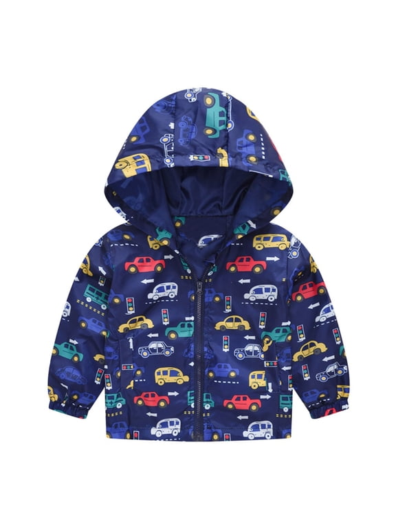 Toddler Kids Baby Cartoon Jacket Windproof Coat Hooded Print Zipper Grils Boys Autumn Jacket Boys Coat&jacket 3-4 Years