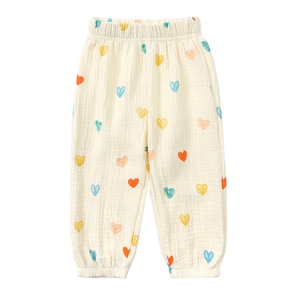 TAIAOJING Toddler Kids Baby Girls Boys Elastic Waist Pants Soft Linen Harem Pants Summer Fall Long Pants Lovely 12-24M