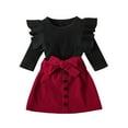 thumbnail image 1 of TAIAOJING Toddler Kids Baby Girls Fashion Skirt Outfits Ribbed T Shirt Tops Button Mini Skirts Set 2Pcs Clothes Set 2-3 Years, 1 of 9