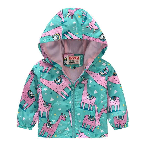 TAIAOJING Toddler Kids Boys Girls Polar Jacket with Hood Boys Girls Casual Printing Cartoon Hooded Outerwear Zipper Coats Long Sleeve Windproof Coats Lightweight Coat Windbreaker 2-3 Years