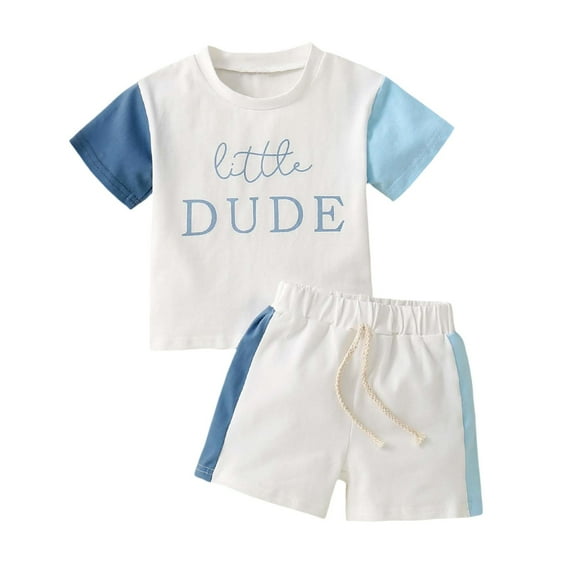 TAIAOJING Toddler Kids Color Blocking Graphic Print T-Shirt & Contrast Trim Shorts Outfits Sets Casual Playwear Two Piece Outfits Sets Boho 3-4Y