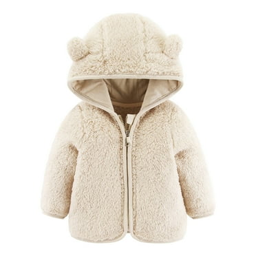 TAIAOJING Toddler Kids Fall Jacket Baby Girls Boys Bear Ears Hooded Outerwear Zipper Warm Winter Coat Spring Jackets 18-24 Months