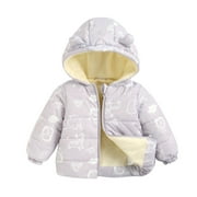 TAIAOJING Toddler Kids Girls Boys Bomber Down Puffer Jacket Zip-Up Baby Girls Coat Boys Windproof Warm Winter Outerwear Cartoon Hooded Girls Coat& Fall Jacket Coats Parka 4-5 Years
