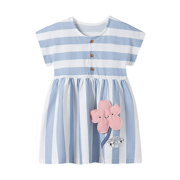 TAIAOJING Toddler Kids Short Sleeve Dress Cute Casual Summer Outfits Sets For Girls Lovely 2-3Y