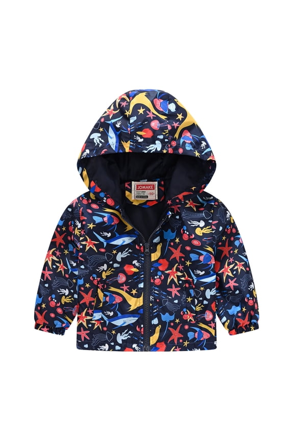 Baby Girls Jacket Toddler Boys Casual Printing Cartoon Hooded Outerwear Zipper Coats Long Sleeve Windproof Coats Outwear Clothes 4-5 Years