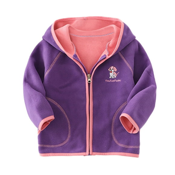 TAIAOJING Toddler Boys Girls Jacket Long Sleeve Cartoon Dog Prints Winter Zippered Coat Jacket Thicken Warm Outwear 12-18 Months