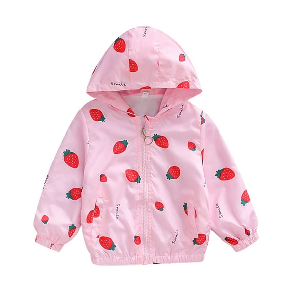 TAIAOJING Toddler Kids Spring Fall Jackets Jacket Boys Hooded Windproof Coat Outwear Baby Cartoon Zipper Girls Windbreaker Girls Coat&jacket For 4-5 Years