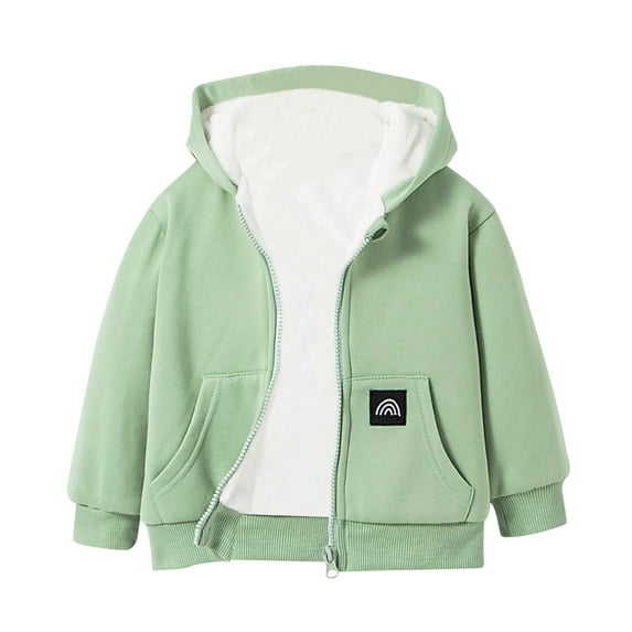 TAIAOJING Toddler Kids Spring Fall Jackets Unisex Boys Girls Winter Solid Fleece Hoodie Lined Zip Up Sweatshirt Jacket Hoodie For 6-7 Years