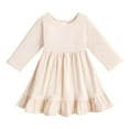 thumbnail image 1 of TAIAOJING Toddler Little Girls Autumn Solid Color Dress Girls Long Sleeve O-Neck A-Line Skirt Lovely 2-3Y, 1 of 7