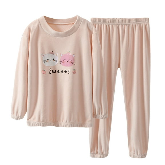 TAIAOJING Toddler Little Girls Boys Christmas Outfit Winter Long Sleeve Cartoon Cat Prints Tops Pants 2Pcs Clothes Set Outfits 2-3 Years