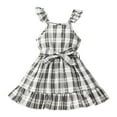 thumbnail image 1 of TAIAOJING Toddler Little Girls Dress Summer Plaid Skirt Patchwork Ruffled Sleeveless Dress Holiday 5-6Y, 1 of 9