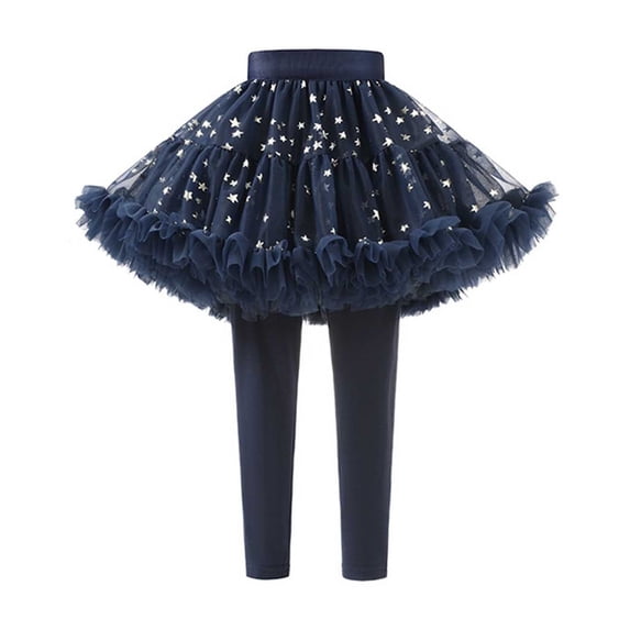 TAIAOJING Toddler Little Girls Footless Leggings With Tutu Ruffle Skirt Stretchy Pantskirt Relaxed Fit Baby Child Daliywear 3-4 Years