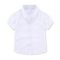 thumbnail image 1 of TAIAOJING Toddler Summer Girls Child Primary School Students' Short Sleeve Puff Sleeved V-Neck White Shirt Versatile Casual Performance Outfits Sets School Tops Comfort 14-15Y, 1 of 9