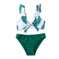 thumbnail image 1 of TAIAOJING Toddler Summer Girls Floral Leaf Print Holiday Green Two Piece Swimwear Swimsuit Bikini For 8-9 Years, 1 of 6