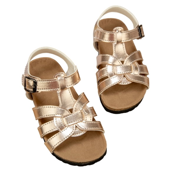 TAIAOJING Toddler Summer Girls Large Sized Casual And Exquisite Floral Cork Shoes Comfortable And Versatile Style Sandals Soft 9.5-10Y