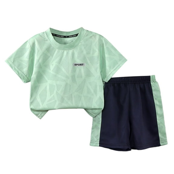 TAIAOJING Toddler Summer Kid Boys Girls Children Soft Short Sleeve T-Shirt Tops Blouse And Shorts Casual Two Piece Outfits Sets Trendy 6-7Y