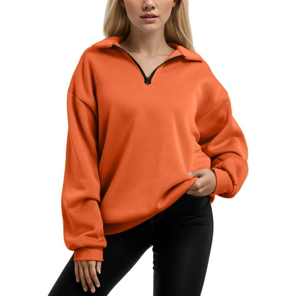 TAIAOJING Tops For Womens Oversized Half Zip Pullover Long Sleeve Sweatshirt Quarter Zip Hoodie Sweater Teen Girls Fall Blouse Clothes