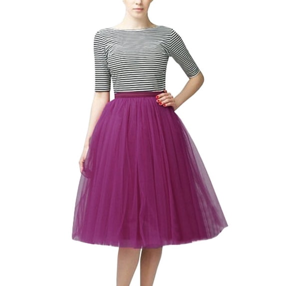 TAIAOJING Tutu Skirts for Women Girls High Knee Quality Pleated Length Dancing Adult Carnival Petticoat Skirt