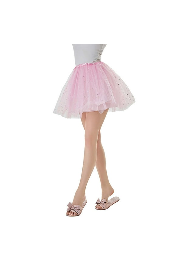 Tutus for Women Festival Sparkly A-Line Tutu With Inner And Tulle Overlay Puffy Carnival Petticoat Skirt
