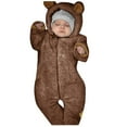 thumbnail image 1 of TAIAOJING Unisex Boys Girls Sherpa Lined Hoodie Zip Up Snowsuit Romper Hoodie Cute Solid Baby Winter Coat Jumpsuit Boy Warm Hooded Romper Boys Coat Outerwear Jackets 0-6 Months, 1 of 8