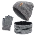 thumbnail image 1 of TAIAOJING Winter Beanie Hat Scarf Gloves Set for Women Men Autumn Warm Wool Hat Scarf Gloves Slouchy Three Pieces Snow Knit Cap Screen Mittens Scarves Sets, 1 of 6