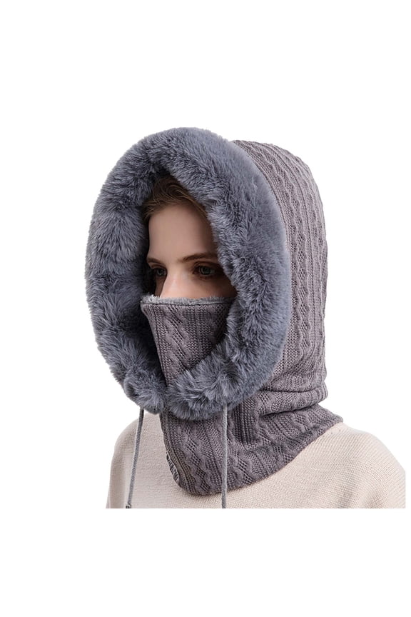 Winter Beanie Hat for Women Men Integrated Hood Cap Warm Hat Cold-Proof Cold-Proof Outdoor Women Mask Headgear Ski Bib Face Riding Hats