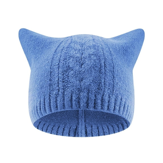 TAIAOJING Winter Beanie Hats for Men Women Children's Baby Hat Cat Ear Protector Plush Knitting Solid Color Pullover Cap