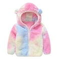 thumbnail image 1 of TAIAOJING Girls Winter Long Sleeve Zip Puffer Jacket Toddler Winter Windproof Tie Dye Hooded Kids Warm Outerwear Coat 18-24 Months, 1 of 7