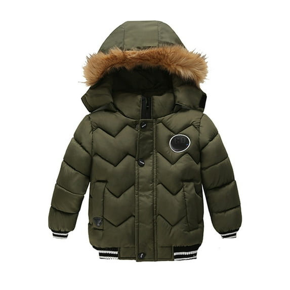 TAIAOJING Winter Coats for Kids with Hoods Toddler Winter Zipper Button Windproof Jacket for Baby Boys Girls 3-4 Years