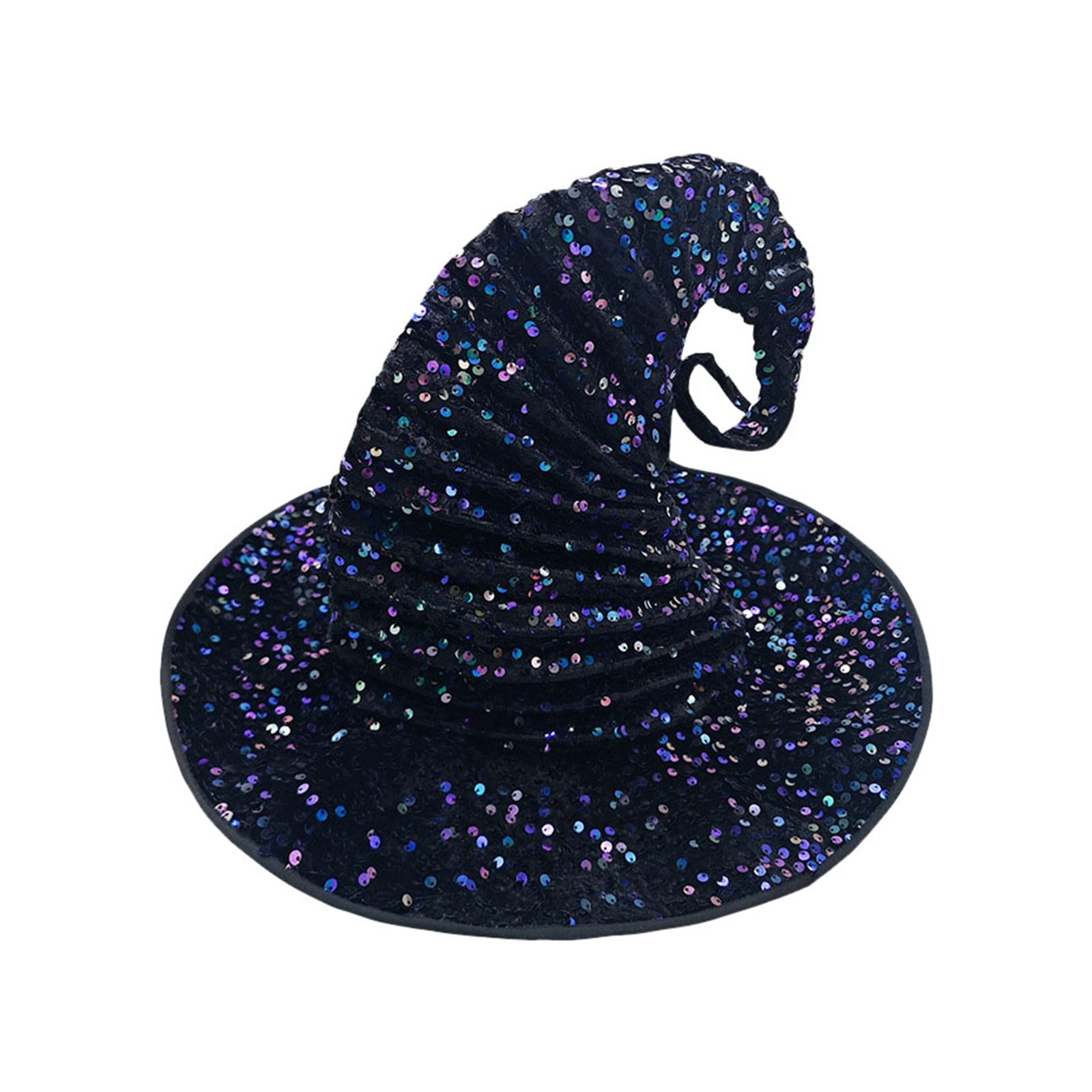 Deluxe Reversible Black & Silver Sequin Witch Hat main image 0