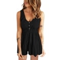 thumbnail image 1 of TAIAOJING Women Casual Jumpsuits Summer Shorts Jumpsuit Plain Scoop Neck Button Down Sleeveless Tank Top Rompers With Pockets, 1 of 5