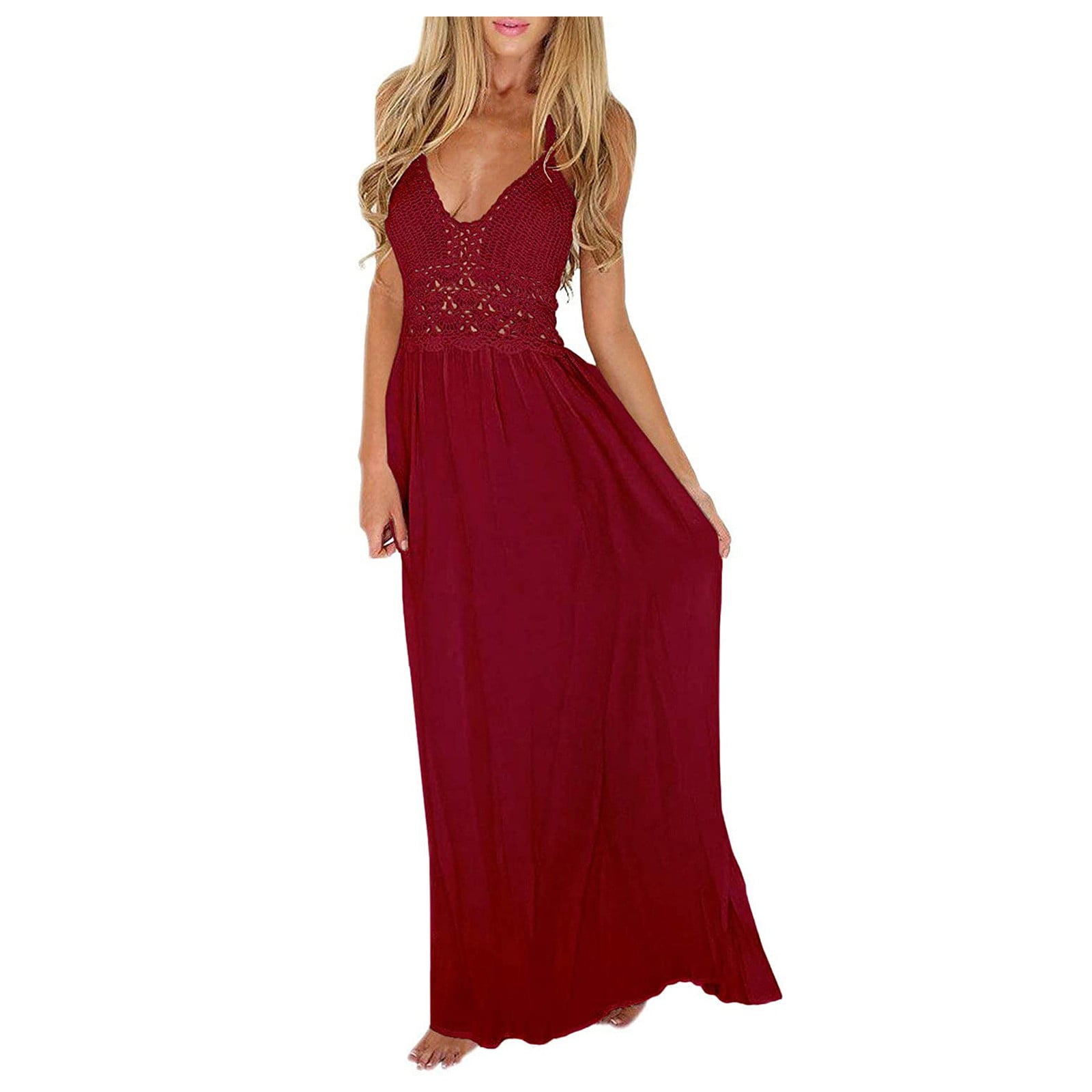 TAIAOJING Women Casual Sleeveless Summer Dresses Elegant Lace Beach — free download
