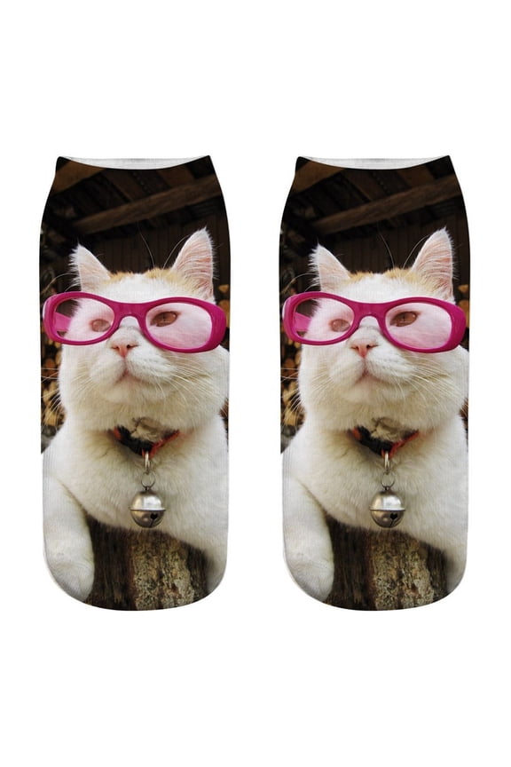 Women Colorful 3D Crazy Cut Socks Cat Socks Novelty Cute Cartoon Ankle Low Socks Casual Socks