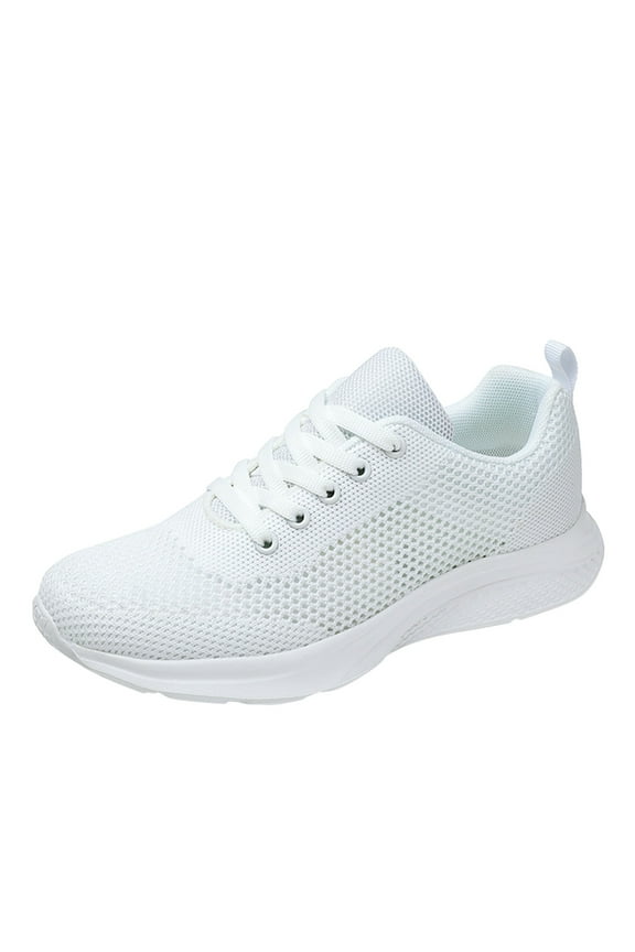 Women Comfortable Running Sports Sneakers, Flat 2 cm Open Toe White, 37