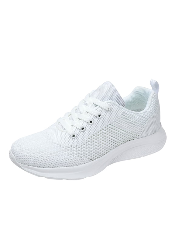 Women Comfortable Running Sports Sneakers, Flat 2 cm Open Toe White, 37