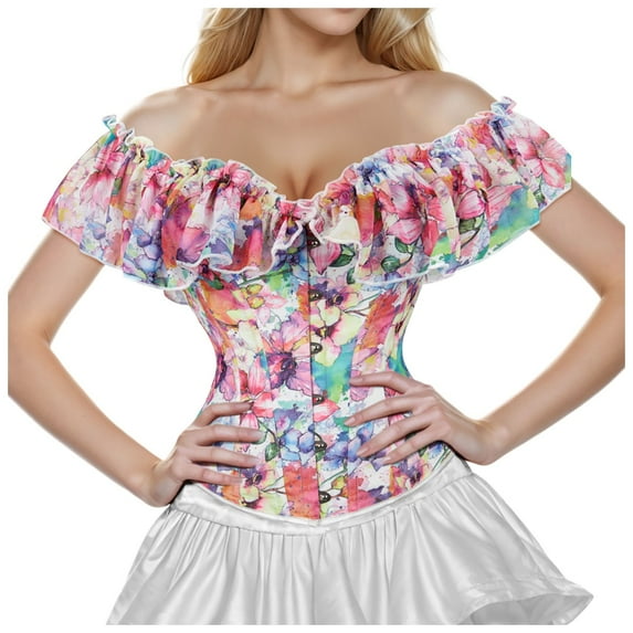 TAIAOJING Women Elegant Vintage Cap Sleeves Brocade Bustier Corset Tops