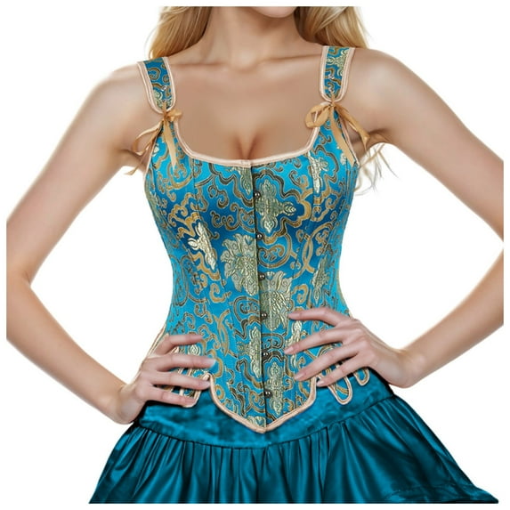 TAIAOJING Women Elegant Vintage Cap Sleeves Brocade Bustier Corset Tops