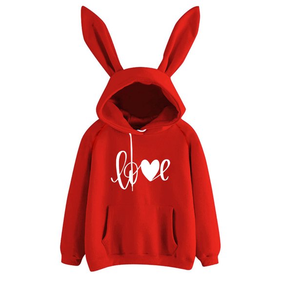 TAIAOJING Women Fashionable Sweatshirt Hooded Sweatshirt Hooded Rabbit Sweatshirt Casual Top