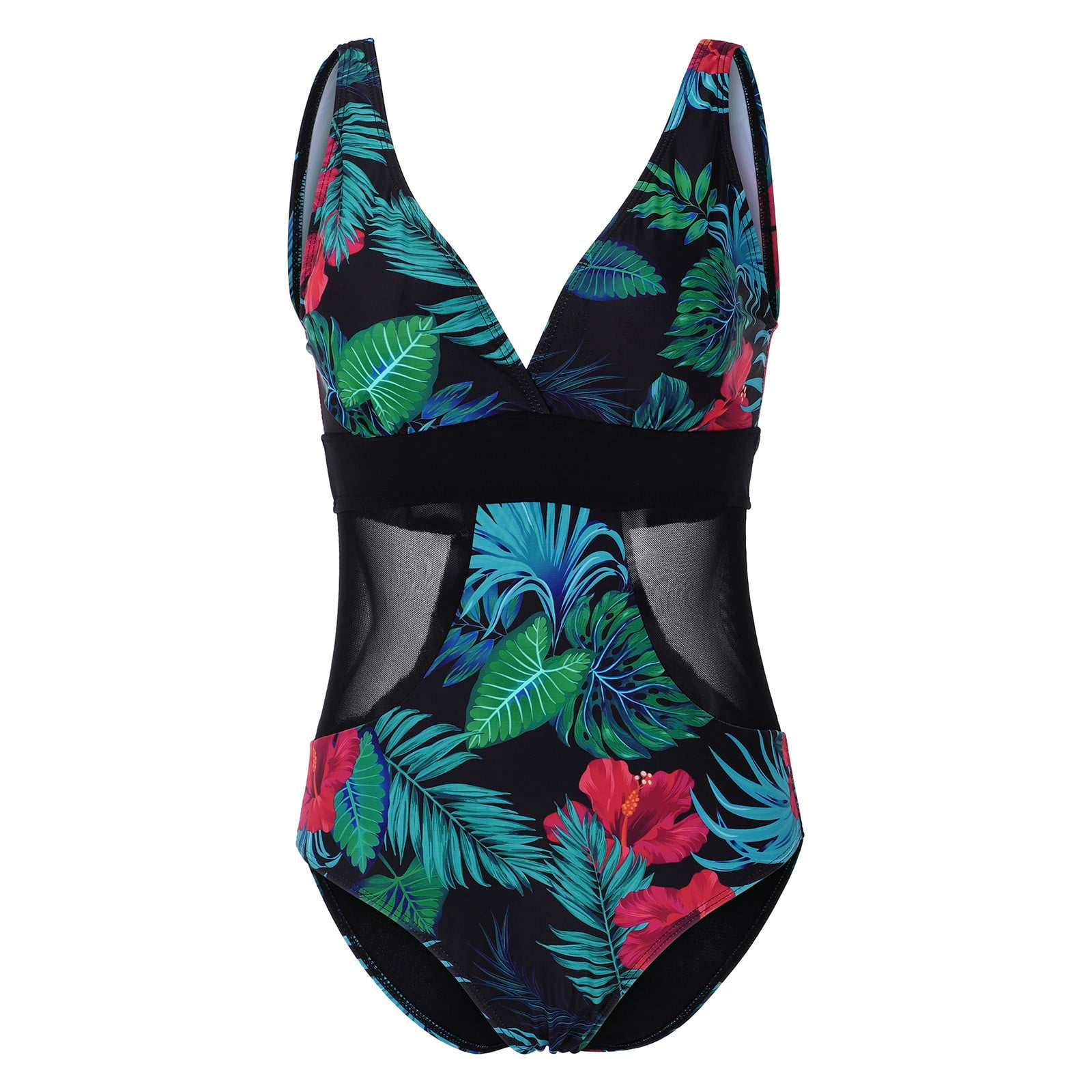 TAIAOJING Women High Cut Bikini Sets Sexy See Through Mesh Print No