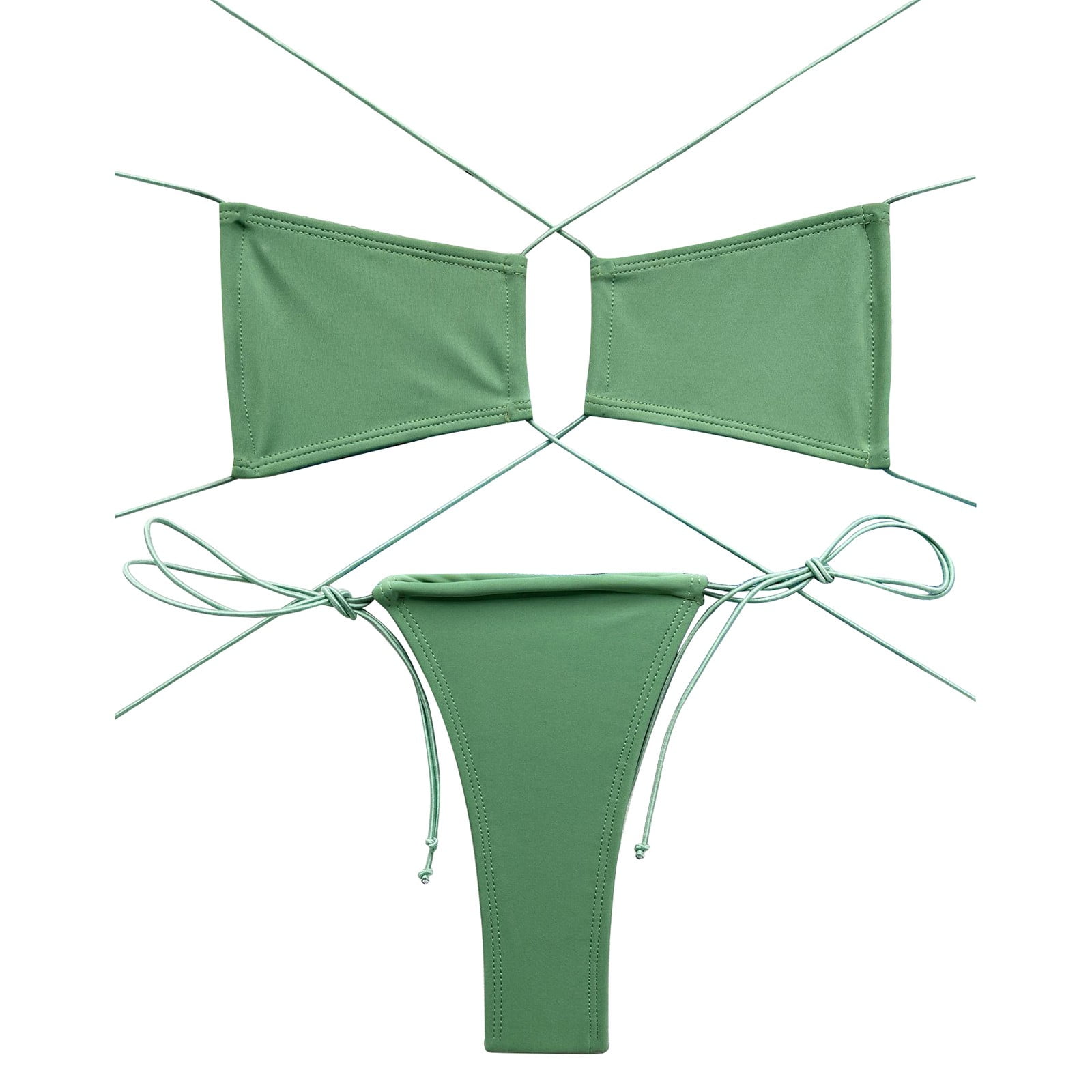 TAIAOJING Women High Cut Bikini Sets Summer Ladies Two Pieces Solid